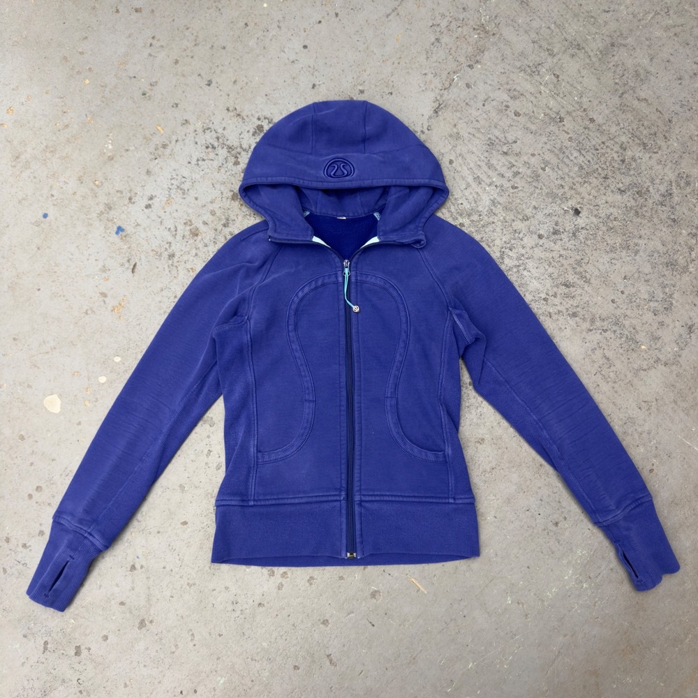 Lululemon Scuba Full Zip Hoodie Purple Blue Size 4 Fleece Thumbholes Athletic